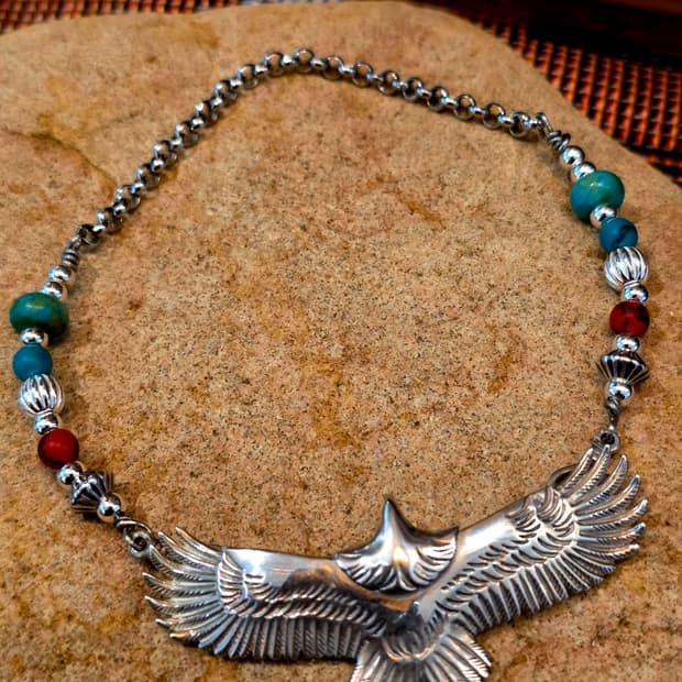 3Cross silver free eagle Navaho bracelet