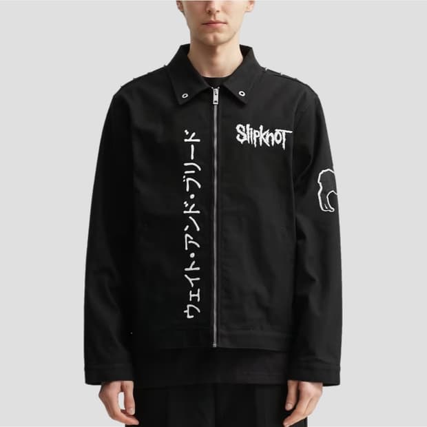 플레저스 X 슬립낫  메탈스파이크 어깨견장 워크 데님자켓