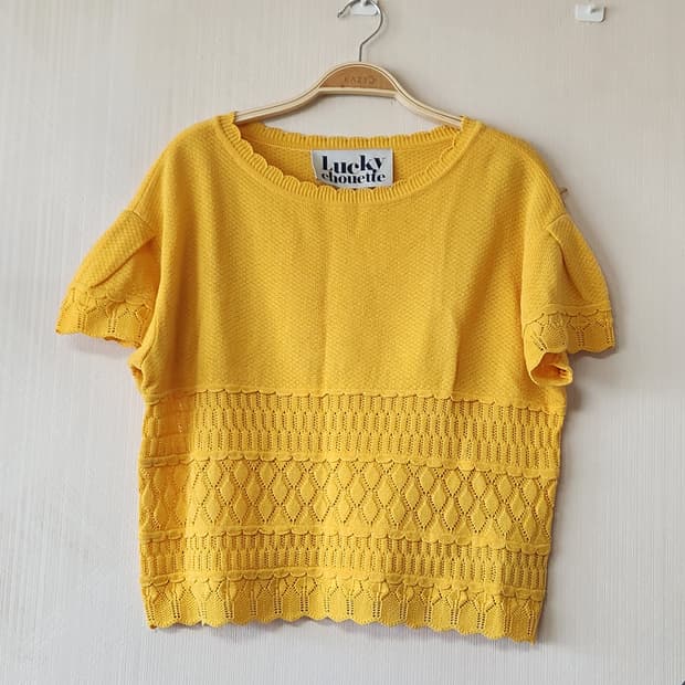 럭키슈에뜨 크로셰 반팔 니트 
