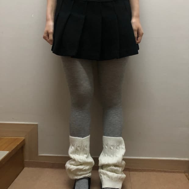 빈티지 블랙 플리츠 울 미니 스커트