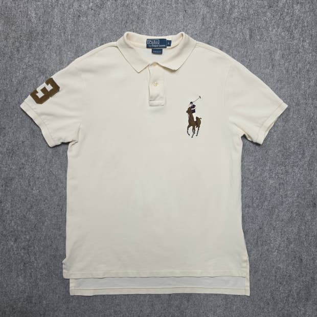 폴로 랄프로렌 멀티 빅포니 자수 커스팀핏 PK 카라 반팔티 L