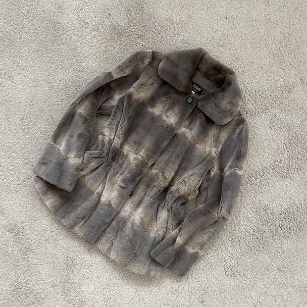 vintage muskrat string half fur jakcet