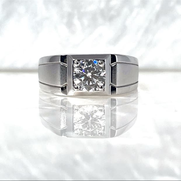 *새상품* 모이사나이트 남성용 사이드 매트 은반지