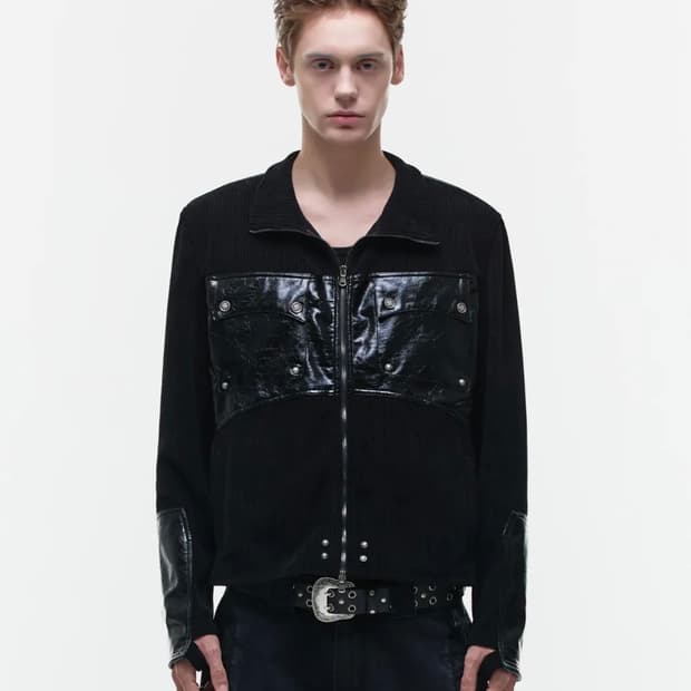 오퍼스 OP. 03 COMBAT LEATHER PATCH KNIT-ZIP