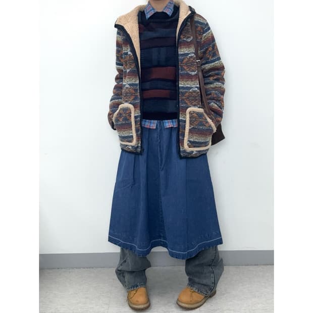 빈티지 중청 데님 스커트