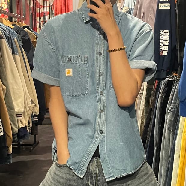 [IM] carhartt 칼하트 연청 데님 반팔셔츠