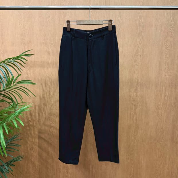 릭 오웬스 클래식 테일러드 팬츠 사이드 웰트 포켓 벨트 루프 디테일 블랙