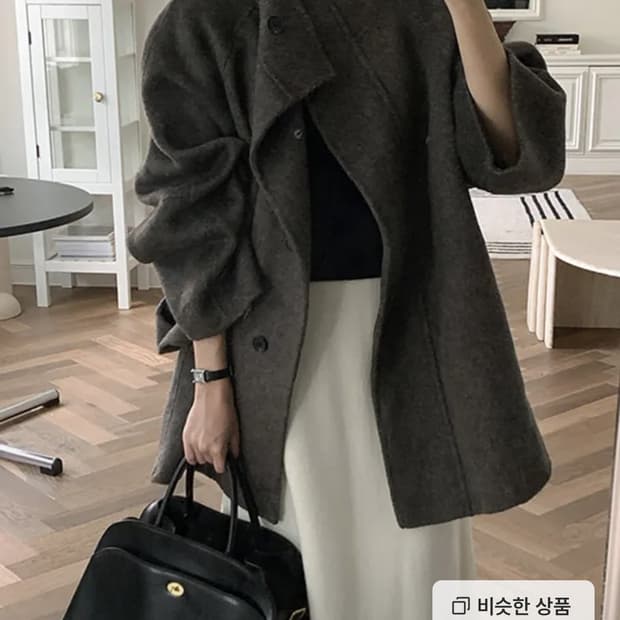 오브뮤트 핸드메이드 울100 스트랩 하프 코트