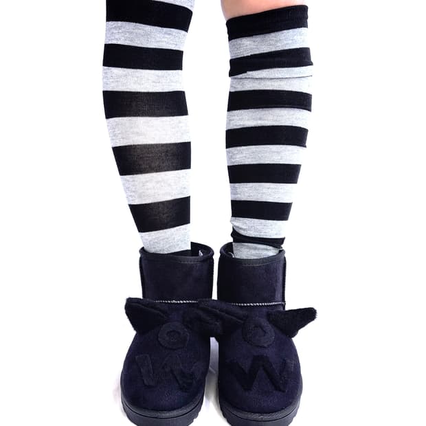 Custom🐾)Cat-Ear ow ugg boots(black)