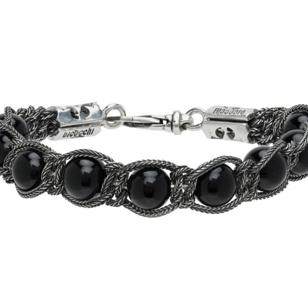 에마누엘레 비코치 실버 & 블랙 비즈 팔찌