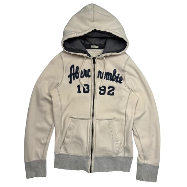 아베크롬비 y2k 빈티지 화이트 후드집업 S