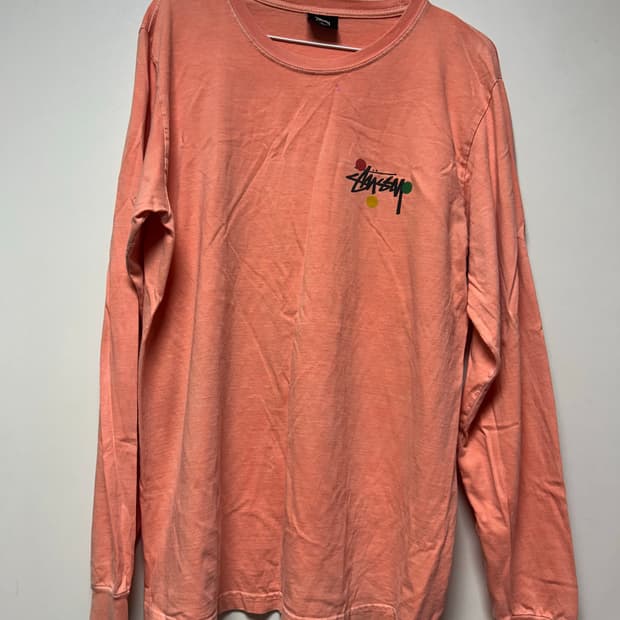 Stussy dot collage ls tee neon orange M