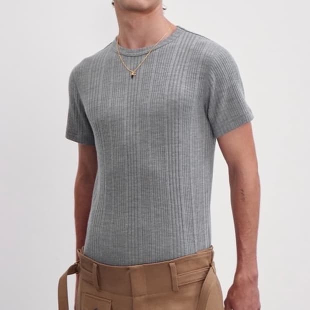 렉토 울 블렌드 립 라운드 티셔츠 M