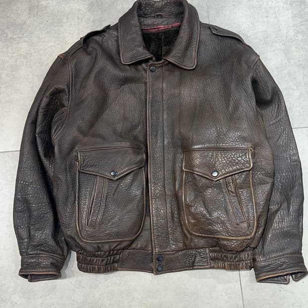 80s 일본 빈티지 양가죽 레더 봄버 자켓