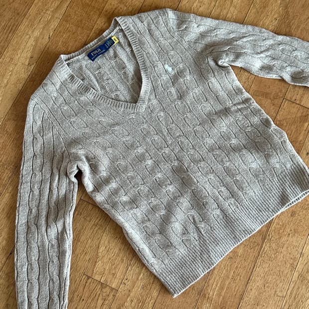 폴로 랄프로렌 여성 케이블 브이넥 니트 S