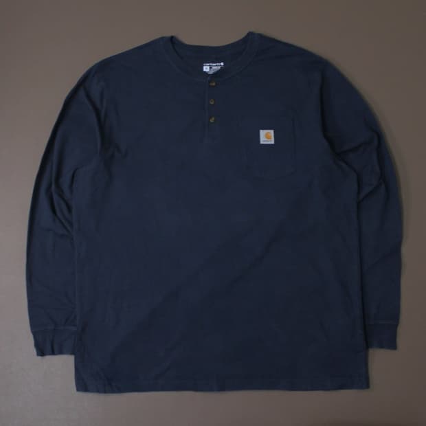 Carhartt 칼하트 차콜 헨리넥 롱 슬리브