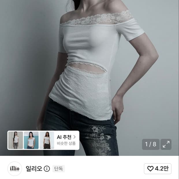 일리오 White Lace Off-shoulder top