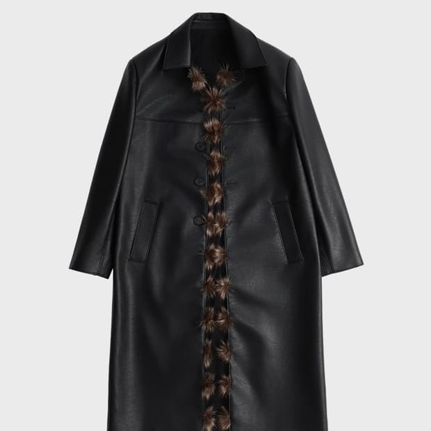 하유스네버다이즈 커팅 볼 롱 코트