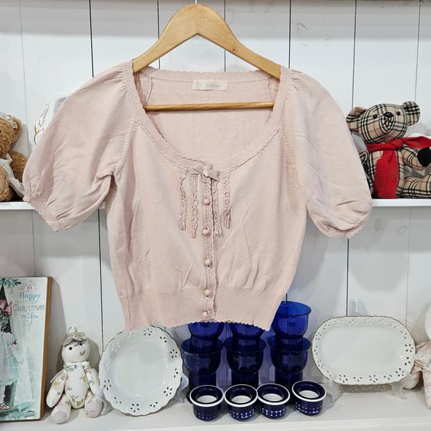 퍼프 니트 가디건