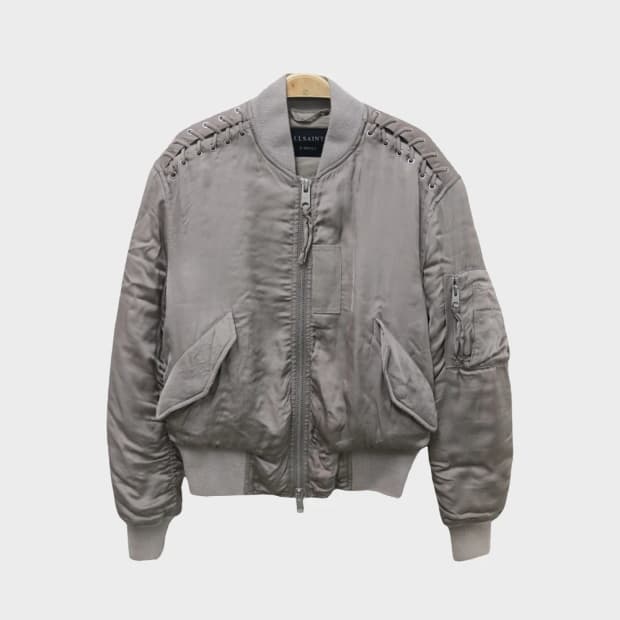 올세인츠 그레이 새틴 발레코어 항공점퍼 60430