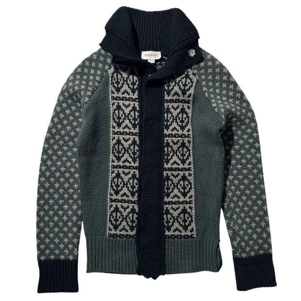 (매장판) 디젤 울 패턴 하이넥 니트 가디건