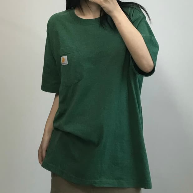 칼하트 그린 포켓 반팔 티셔츠