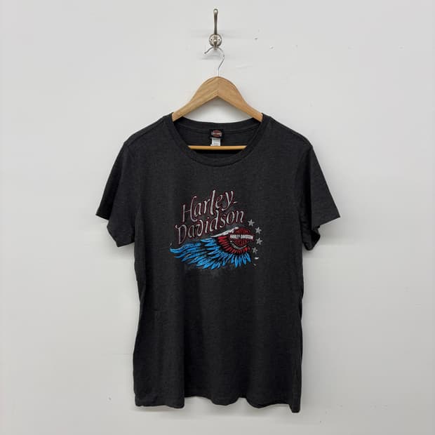 할리데이비슨 차콜 반팔 티셔츠 여성 XL