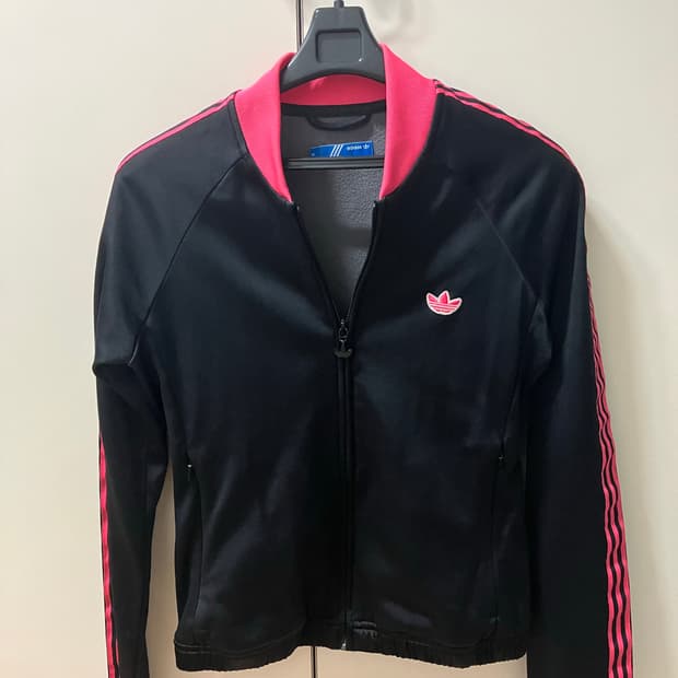 아디다스 져지 블랙 핑크 트랙탑 빈티지