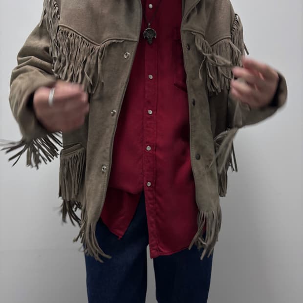 VTG 90s FRINGE WESTERN LEATHER JACKET