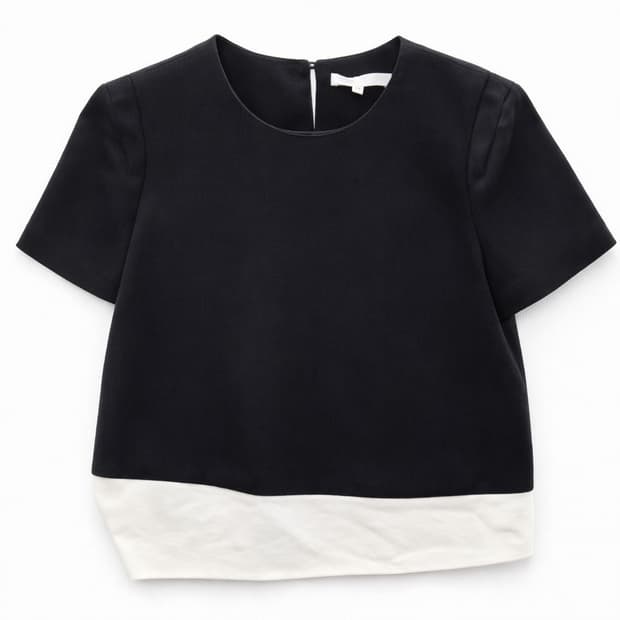 마쥬 블랙 화이트 배색 블라우스 38