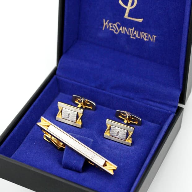 입생로랑 A등급 5.2cm 남자 명품 넥타이핀 커프스 세트