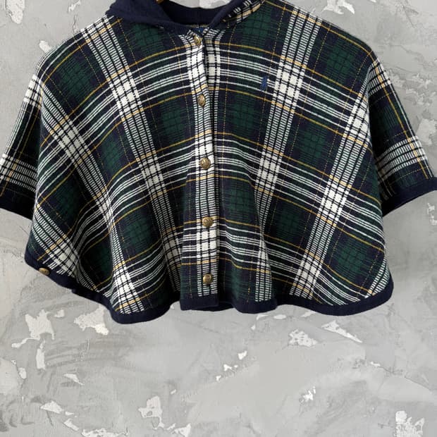 폴로 랄프로렌 키즈 체크 니트 케이프 5t (여자44) 거의새것