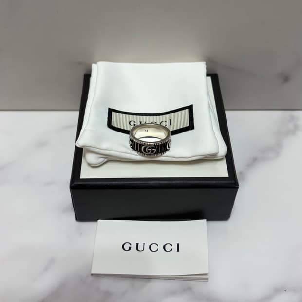 [정품] S급 구찌 더블G 반지 실버 14호