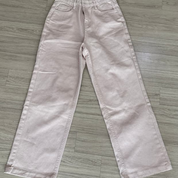 연핑크색 와이드 데님 팬츠