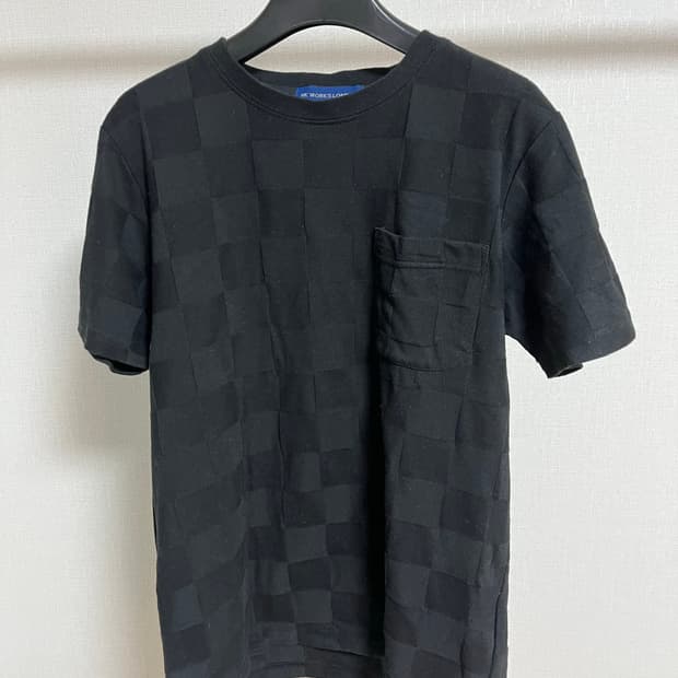HK WORKS LONDON 블랙 체크 포켓 반팔티 M