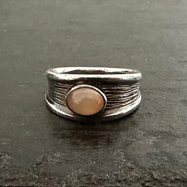 orange moonstone 925silver rin
