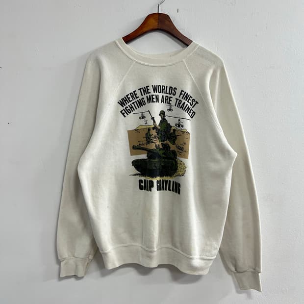 빈티지 80s 밀리터리 캠프 스웻셔츠