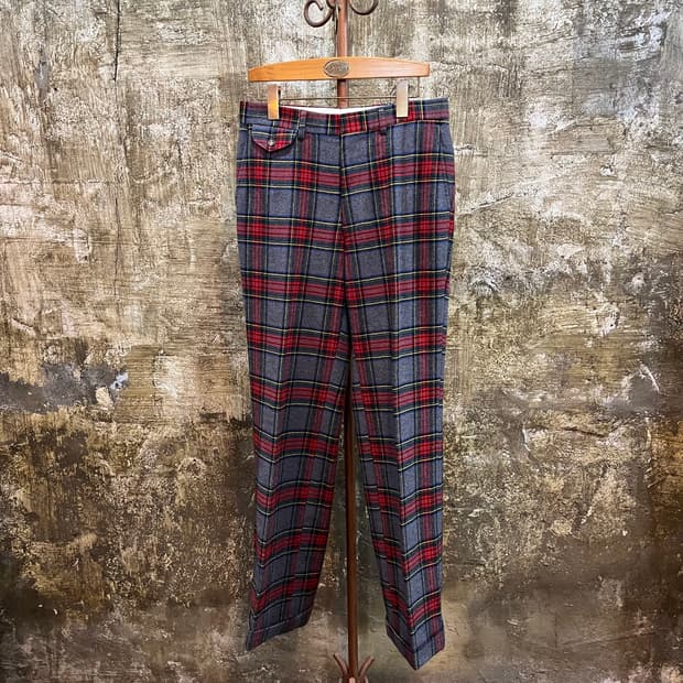 90s 빈티지 체크 울 트라우저 팬츠 