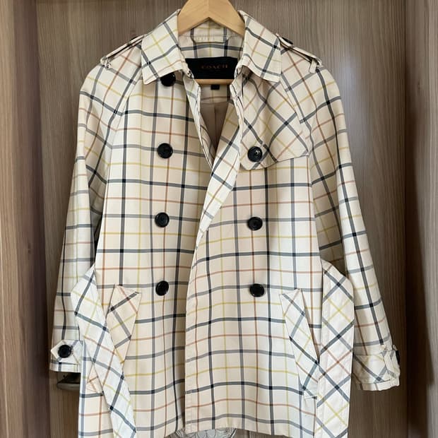 코치 COACH 체크 숏트렌치 코트 XS 