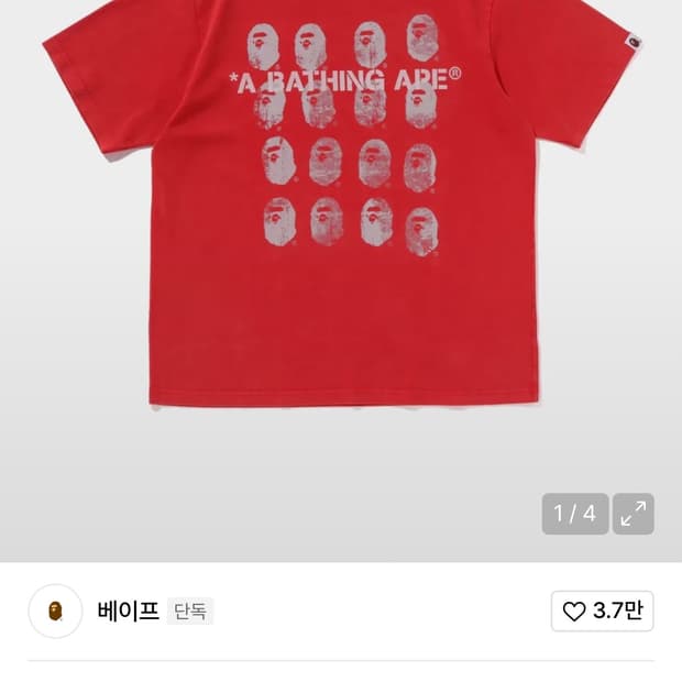 베이프 가먼트 다이 로고 릴렉스드 핏 티셔츠