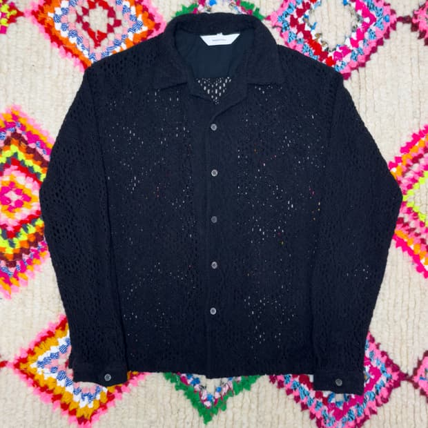 사스콰치패브릭스 코튼 레이스 오픈 카라 셔츠