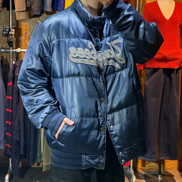 XXL MLB 엠엘비 뉴욕양키스 글로시 네이비 패디드 자켓