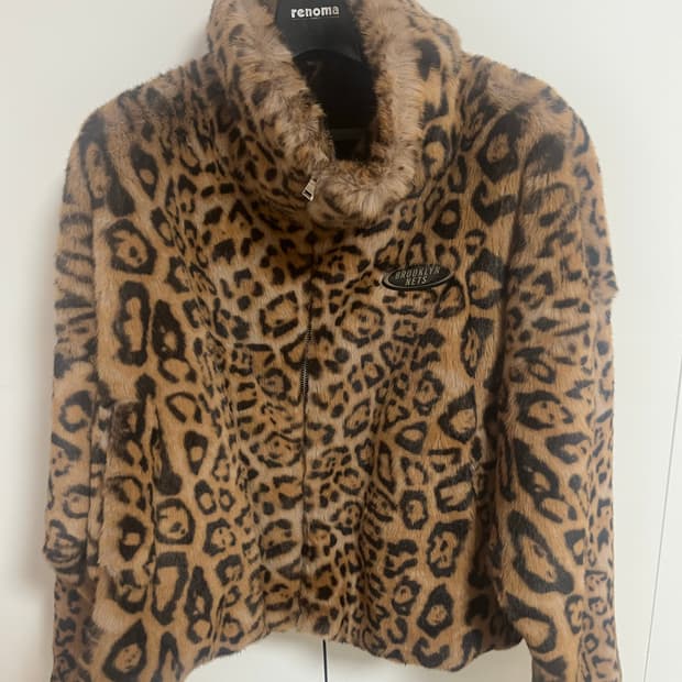 NBA 레오파드 밍크 퍼 크롭 자켓