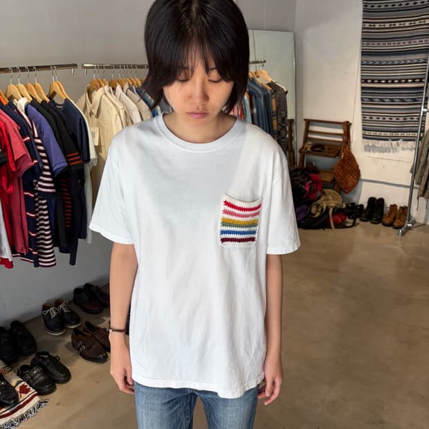 CROSS BEACH 크로셰 포켓 반팔 티셔츠 L