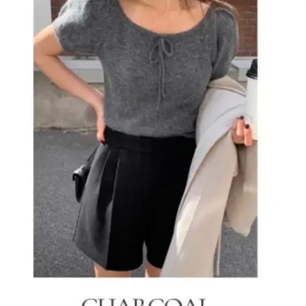 가내스라 리본 반팔 니트