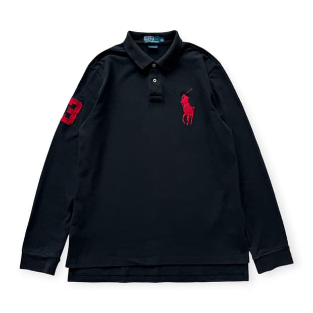 폴로 랄프로렌 빅포니 블랙/레드  PK 카라 긴팔티 