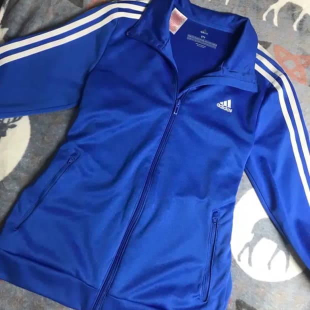 아디다스 블루 화이트 라인 져지 S