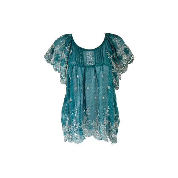 emerald sheer blouse