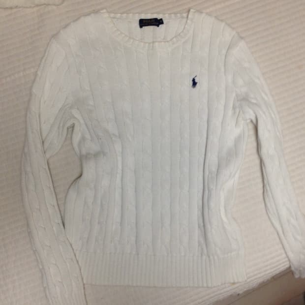 빈티지 폴로 랄프로렌 케이블 화이트 니트 M