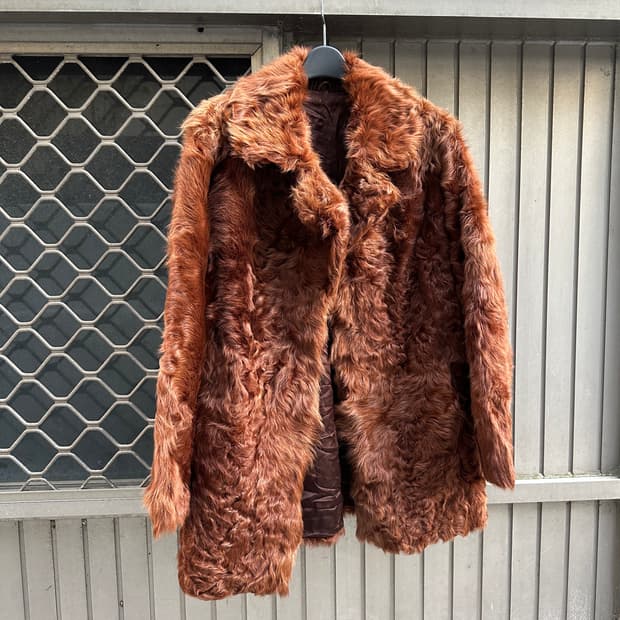 Brown curly fur jacket